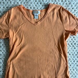 Talbots Orange Short Sleeve V-Neck Tee